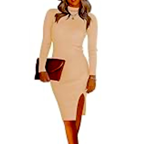 Saodimallsu Sweater Dress for Women women’s small cream color mock neck - Picture 1 of 1